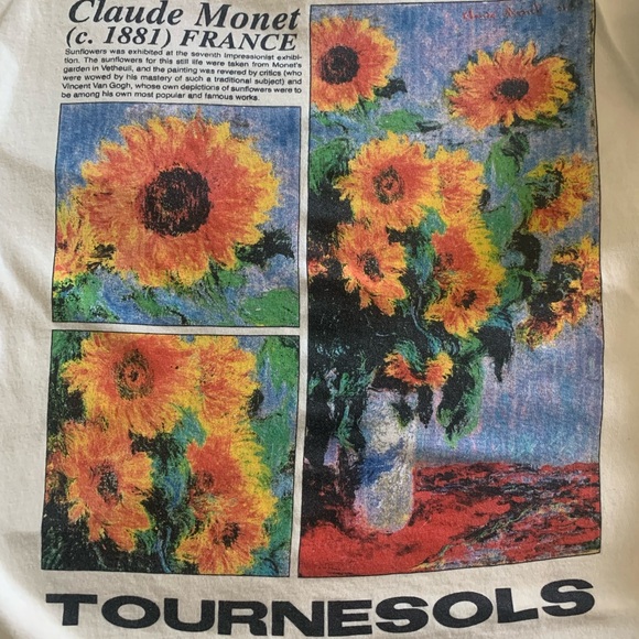 Claude Monet Sunflowers T Shirt - Picture 2 of 6